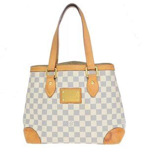 LOUIS VUITTON Hampstead PM Shoulder Bag Damier Azur Leather White